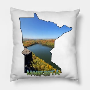 Minnesota State Outline (Bean Lake near Silver Bay, MN) Pillow