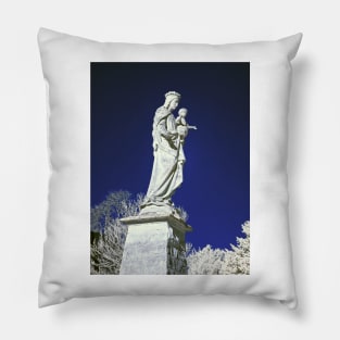 Infrared madonna and child statue Pillow