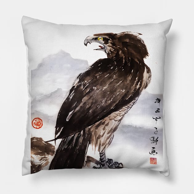 Eagle Looking Out Pillow by Huluhua