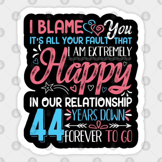 44th Wedding Anniversary Gifts For Couple 44th Wedding Anniversary Romantic Couple Matching Husband Wife - 44th Wedding Anniversary - Pegatina | TeePublic MX