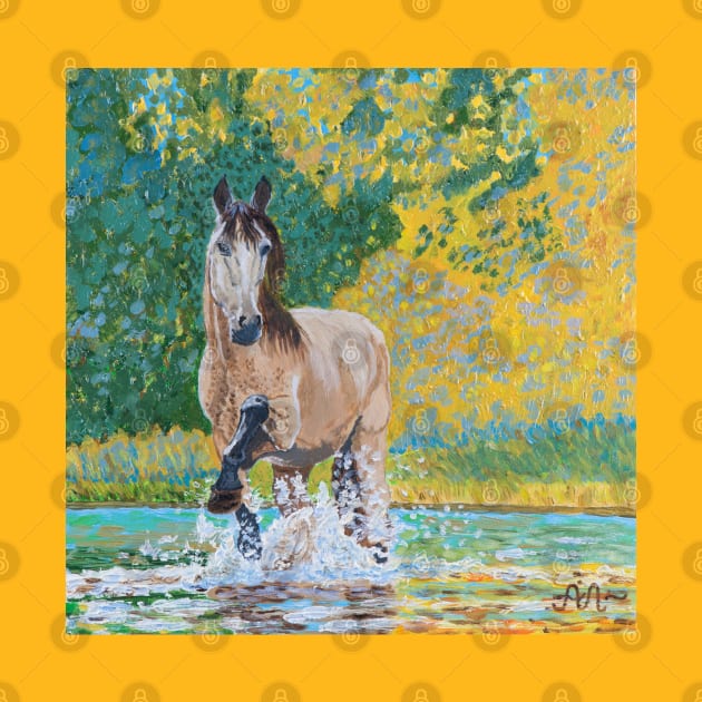 A horse splashing in water by Anton Liachovic