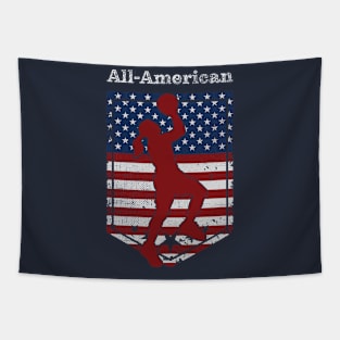 Patriotic All-American Basketball Vintage Distressed Tapestry