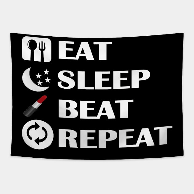 Makeup Eat, Sleep, Beat, Repeat Tapestry by curlygirztees1