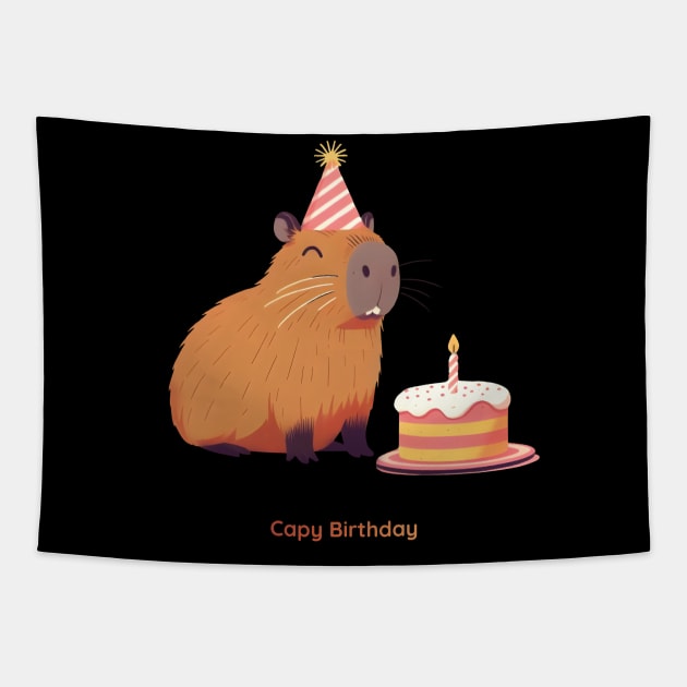 Capy Birthday Tapestry by ThesePrints