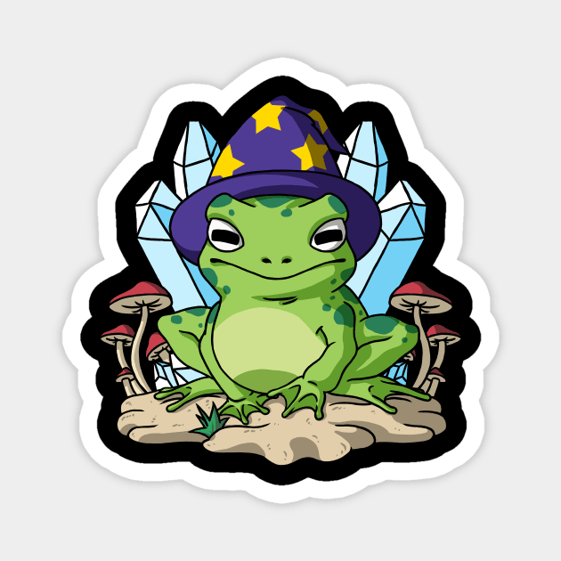 Cottagecore Aesthetic Frog Wizard Hat Mushroom Magnet by Alex21