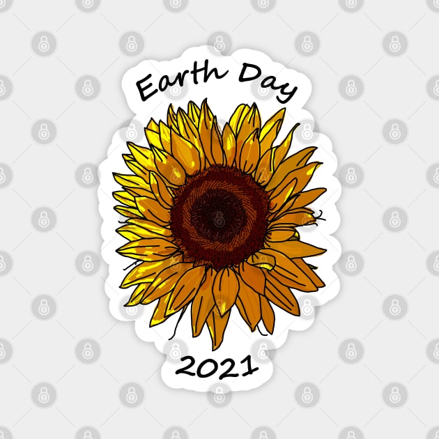 Sunflower for Earth Day 2021 Magnet by ellenhenryart