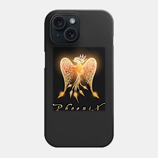 Burning Phoenix Bird on Black Background Phone Case