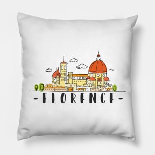 Florence Italy Skyline Hand Drawn Pillow