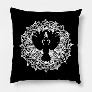 Abstract Owl Mandala Circle Pillow