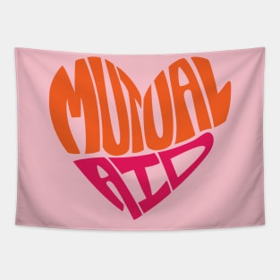 Mutual Aid Heart — Orange & Pink Tapestry