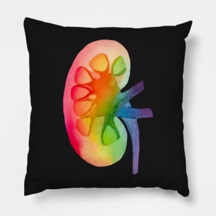 Watercolor Rainbow Kidney (dark) Pillow