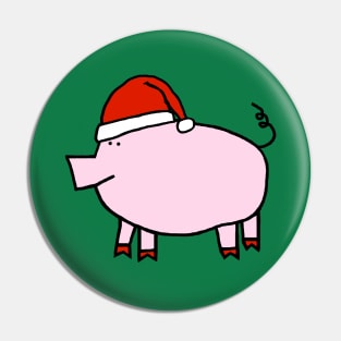 Cute Pig Wearing a Christmas Santa Hat Pin