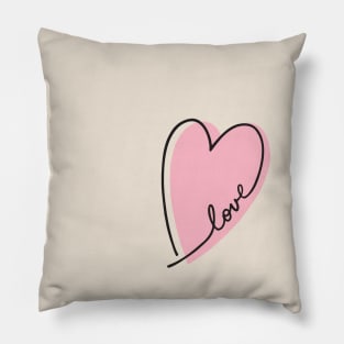 Pink Heart Love Letters Line Art Pillow