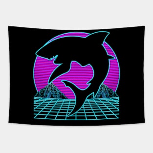 Shark Vaporwave Outrun Retro 80s Style Tapestry