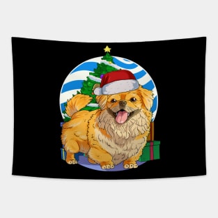 Pekingese Dog Cute Santa Christmas Gift Tapestry