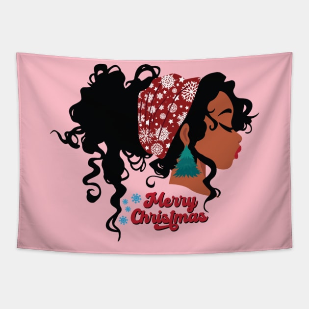 Merry Christmas, Black Girl Magic Tapestry by UrbanLifeApparel