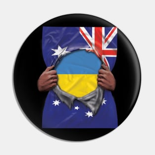 Ukraine Flag Australian Flag Ripped - Gift for Ukrainian From Ukraine Pin