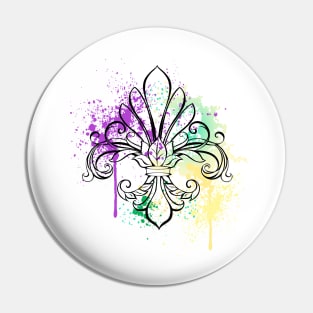 Lily with Watercolor ( Mardi Gras Fleur de Lis ) Pin