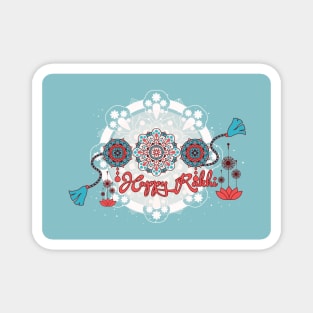 Happy Rakhi, Raksha Bandhan, teal Magnet