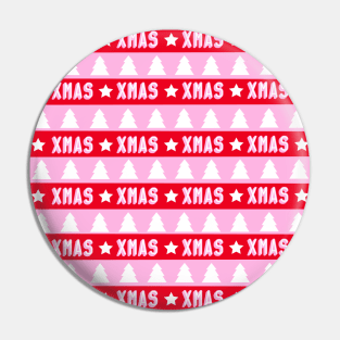 Xmas Pink and Red Stripes and Stars Pin