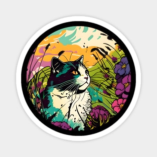 Funny Cat In The Meadow - Cat Lover Magnet