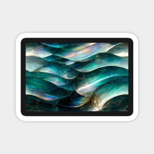 Iridescent Painted Glass Waves Magnet