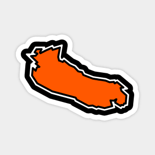 Gabriola Island Outline inTangerine Orange with Black Outline - Gabriola Island Magnet