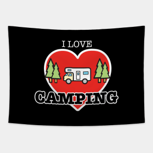 I Love Camping - Heart and Motorhome - Class C Tapestry