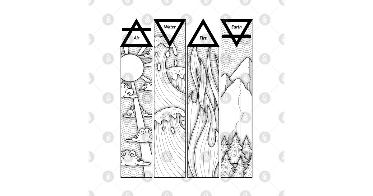 Air Fire Water Earth Four Elements Greek Triangle Symbols ...