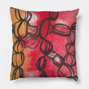 Red and Yellow Abstract Watercolor Painting Pillow