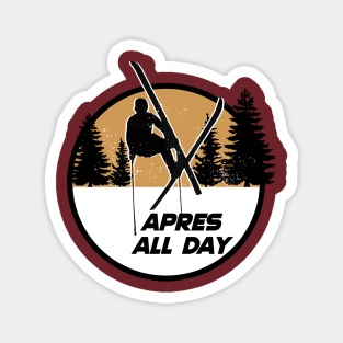 Apres all day skiing ski jump mountains 80's sports Magnet