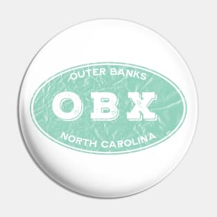 OBX Oval in Aqua Distressed Pin