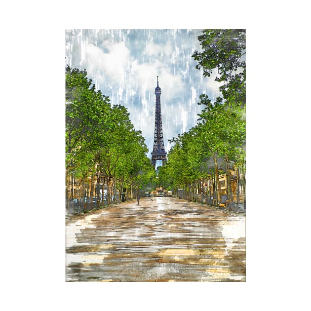 Eiffel Tower Perspecttive Marker Style Sketch. For Eiffel Tower & Paris Lovers. by ColortrixArt