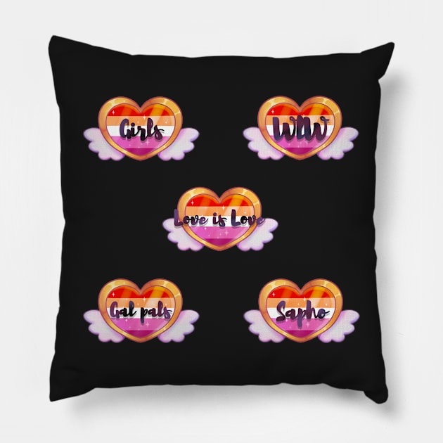 Lesbian magical hearts with quotes Pillow by Itsacuteart