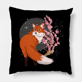 Fox Lover Sakura Nature Retro Forest Animal Fox Pillow