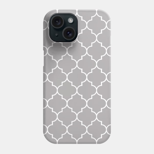 Gray Latticework, Quatrefoil, Moroccan Trellis Phone Case by Jelena Dunčević