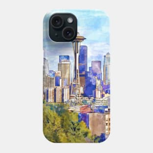 Seattle View in watercolor Phone Case