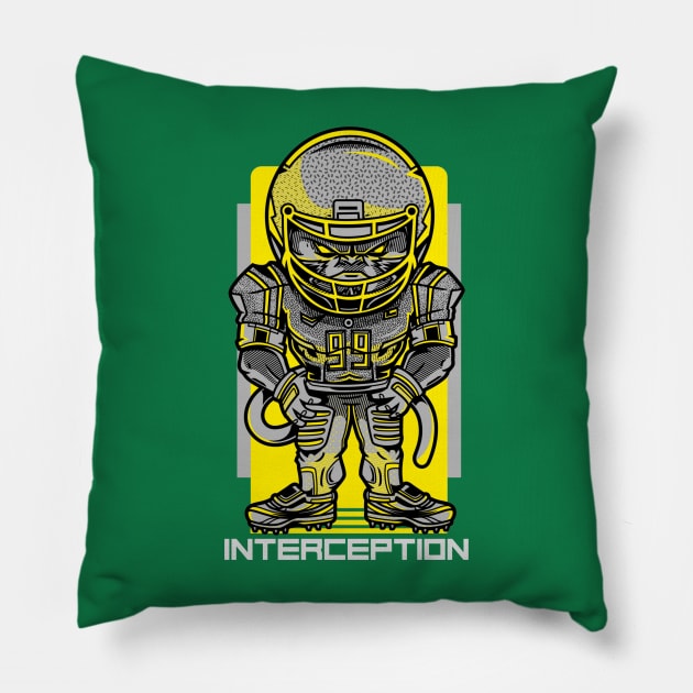 football player poised and ready to make an interception Pillow by ACTA NO VERBA