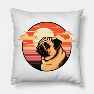 pug dog during sunset Pillow