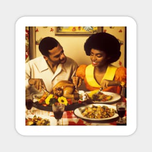 African American Couple Enjoying Thanksgiving Dinner Magnet