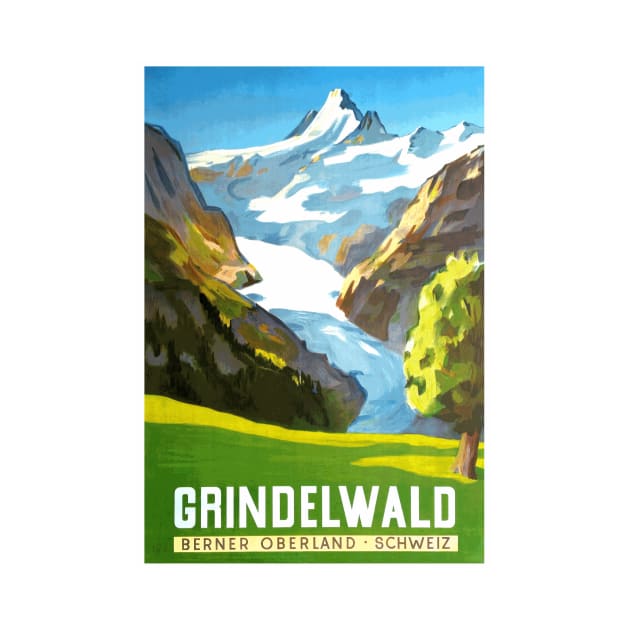 Grindelwald, Switzerland - Vintage Travel Poster Design by Naves