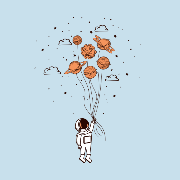 Spaceman floating by Mint Tees