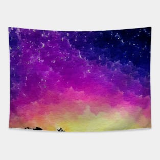 Night sky watercolor design Tapestry