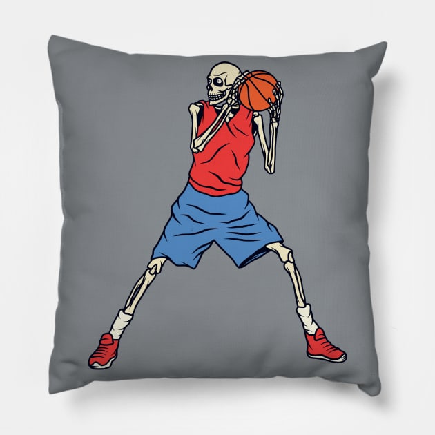 Skeleton Basketball Player Posting Up Pillow by SLAG_Creative
