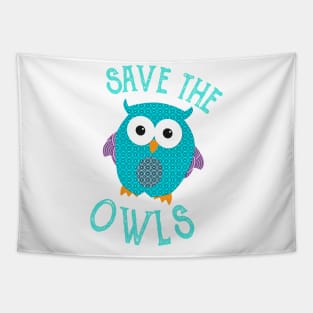 Save The Owls Cute Love Owl Design Tapestry