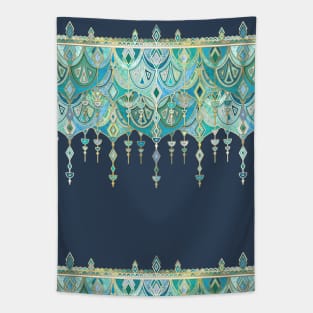 Art Deco Double Drop in Blues and Greens Tapestry