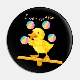 Funny cute duck juggling Pin