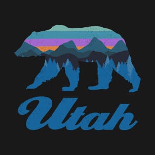 Vintage Utah Bear Sunset Mountain Tree Silhouette T-Shirt