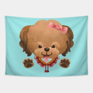 Poodle do a Peek a Boo Pose Tapestry