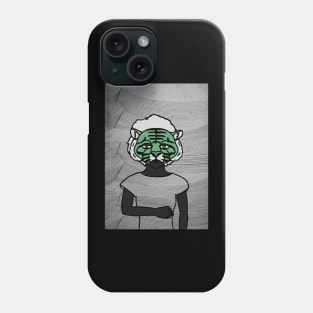 Mysterious Female Animal Character with Green Eyes and Gray Skin Phone Case